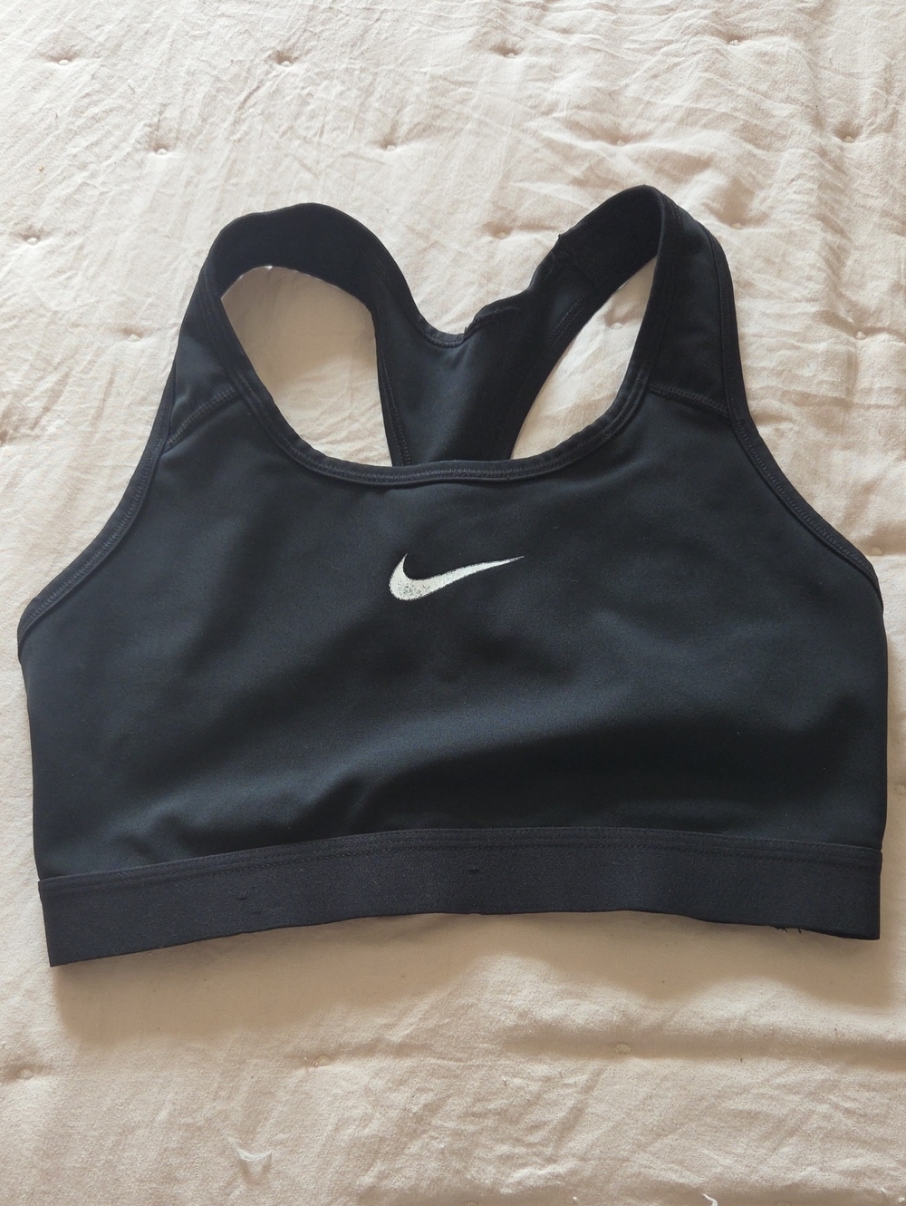 Nike Black Racerback Sports Bra with White Swoosh